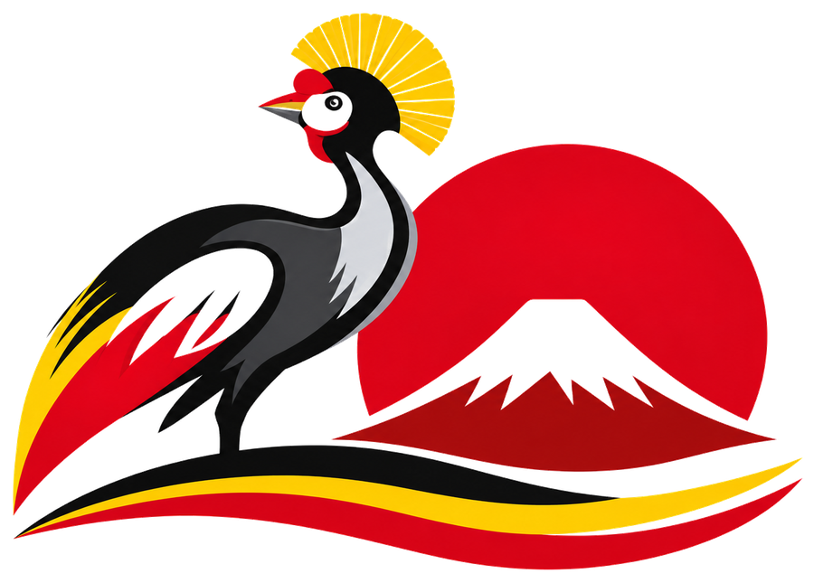 Uganda Osaka Roadshow 2026 Crest and Rising Sun Symbol